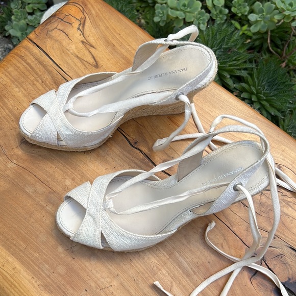 Banana Republic Wedge Espadrille Ankle Wrap Sandal 8 - Picture 4 of 17